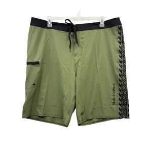 Maui Rippers Tribal Olive Boardshorts Stretch Surf Swim Cargo Pocket Casual ‎ 42